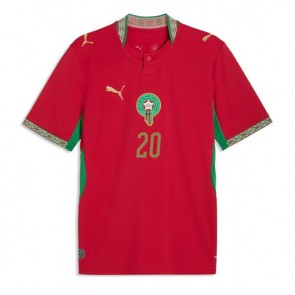 Marokko Ayoub El Kaabi #20 Hjemmebanetrøje VM 2026 Kortærmet